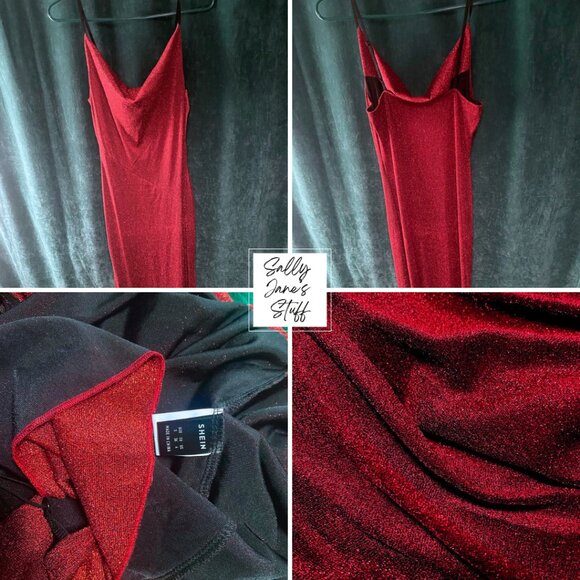 SOLD - Lot of 4 SHEIN Dresses Soft Velour Sparkly Holiday Party Size Small - Picture 8 of 8